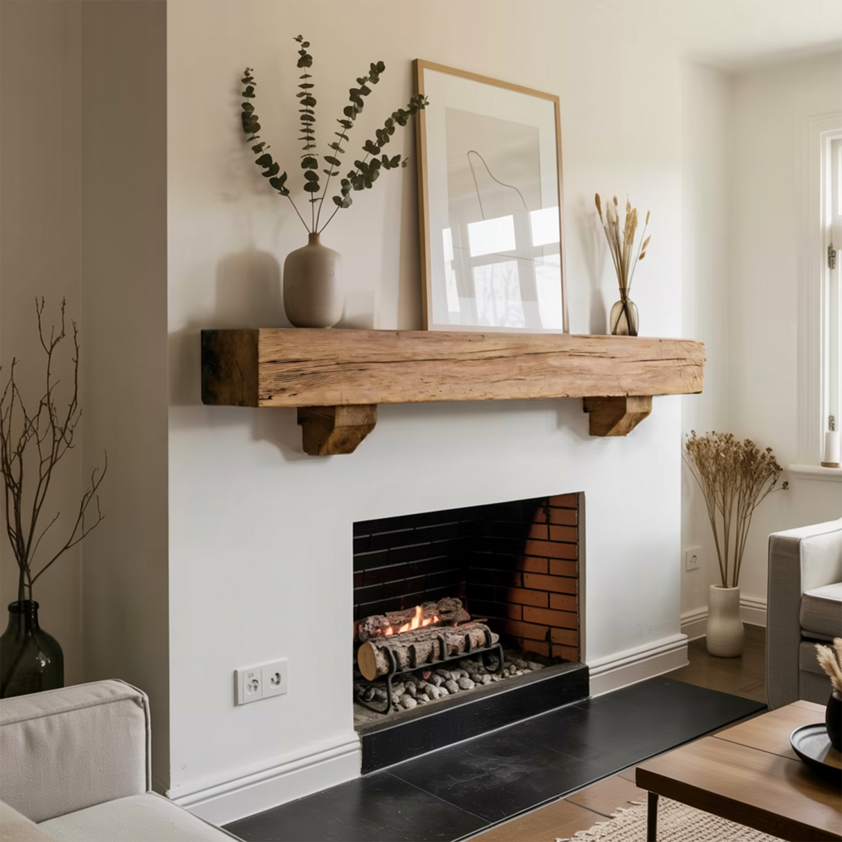 Rustic Fireplace Mantel Beam For Living Room