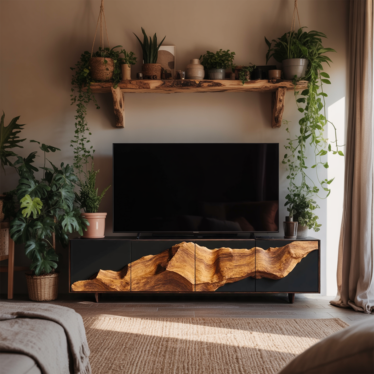 Farmhouse TV Console Table For Entryway Decor