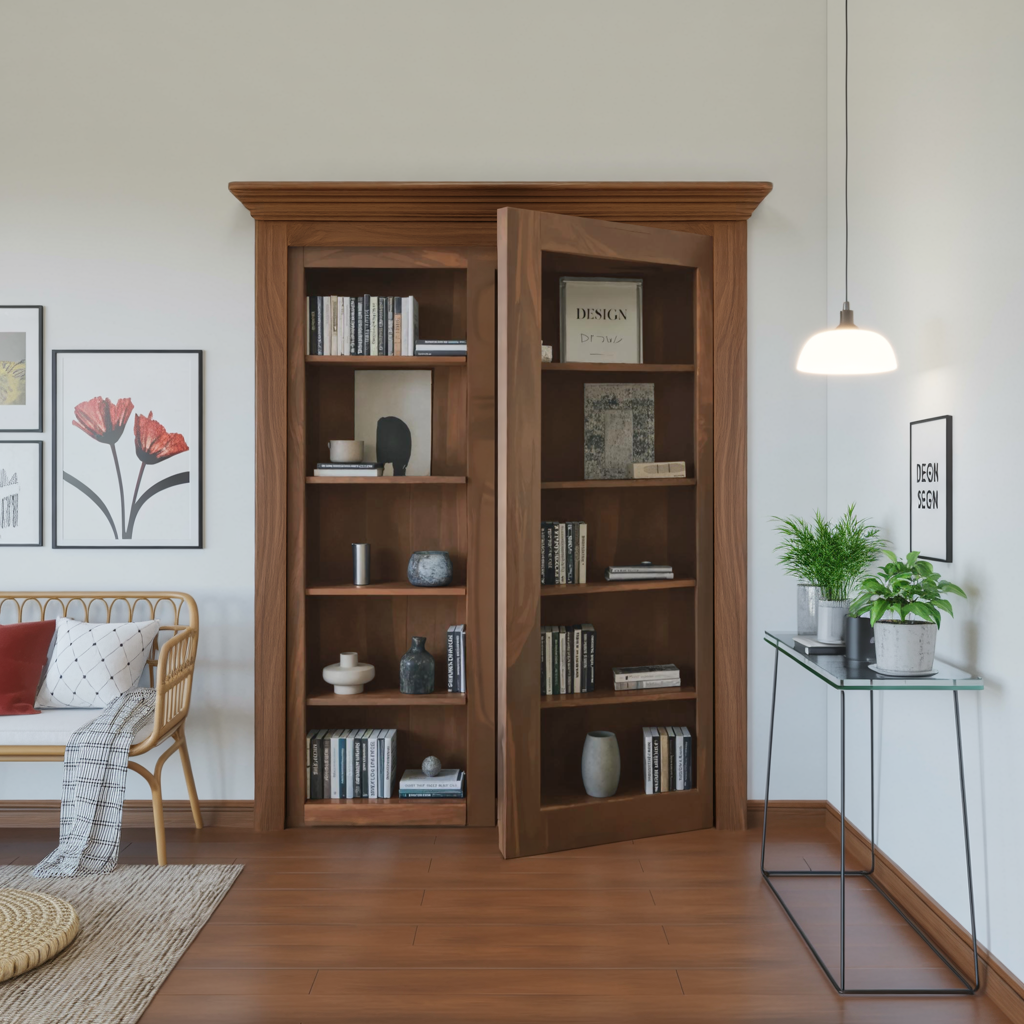 Modern Hidden Door Bookshelf For Home Office Or Living Room
