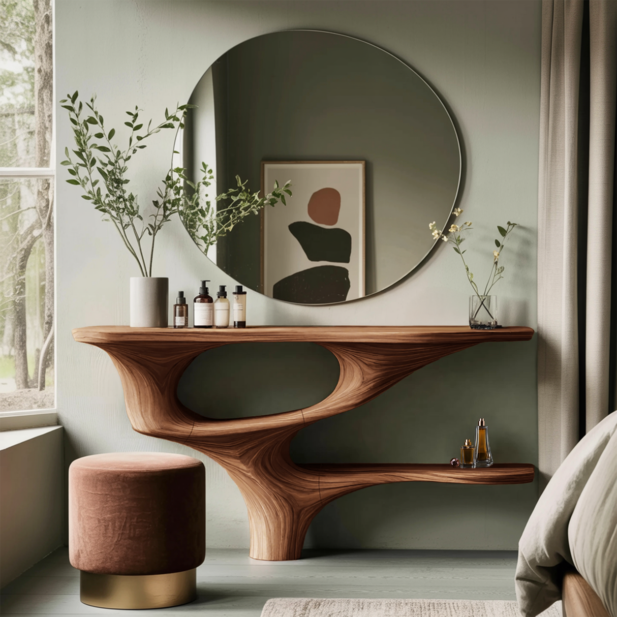 Rustic Live Edge Cosmetic Table For Bedroom Decor Ideas