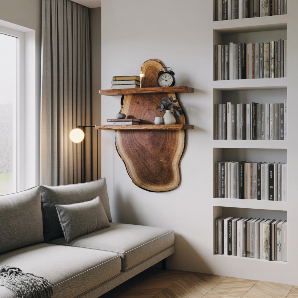 Live Edge Wall Shelf For Bedroom And Workspace Decor