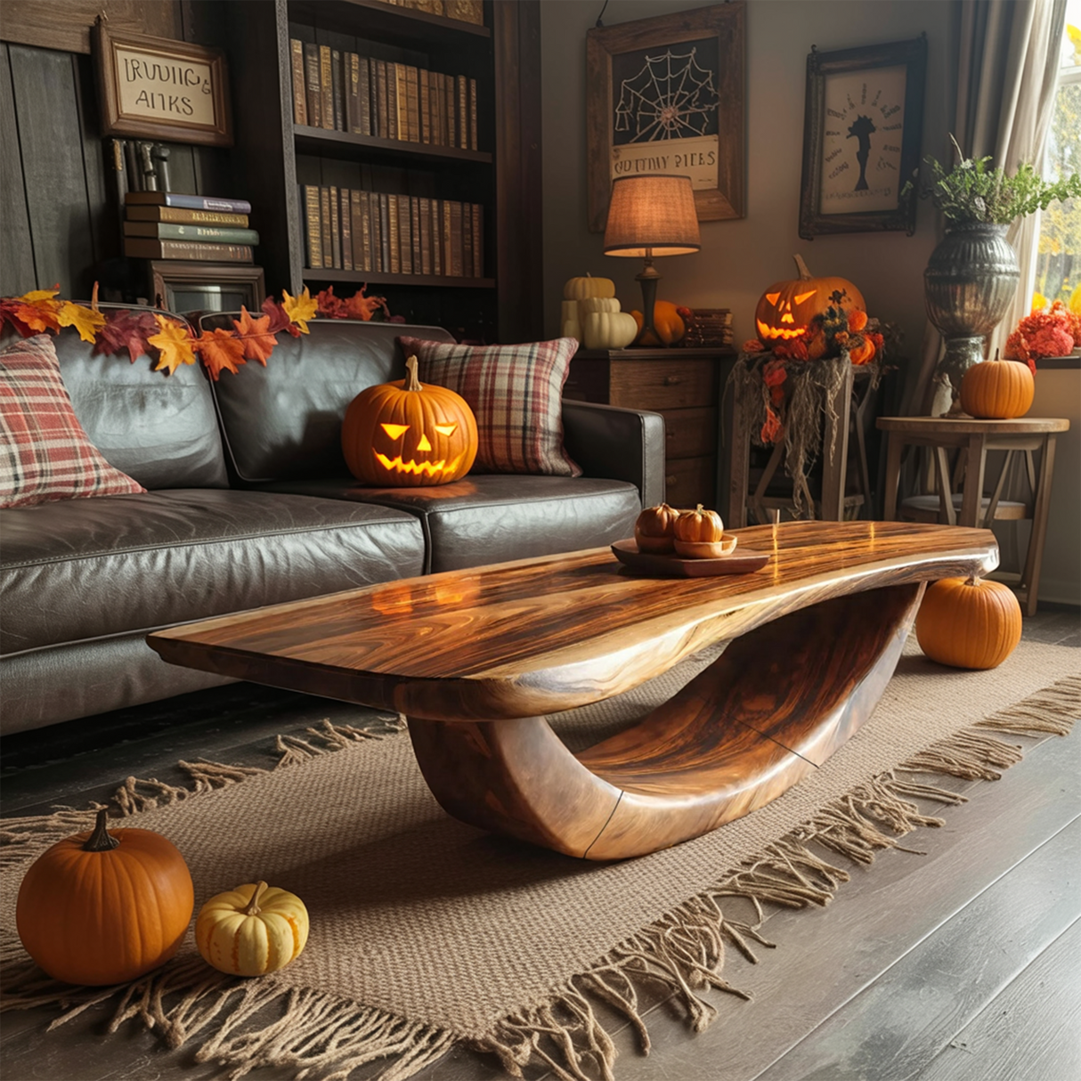Farmhouse Wooden Live Edge Coffee Table Livingroom Decor Haunted Look