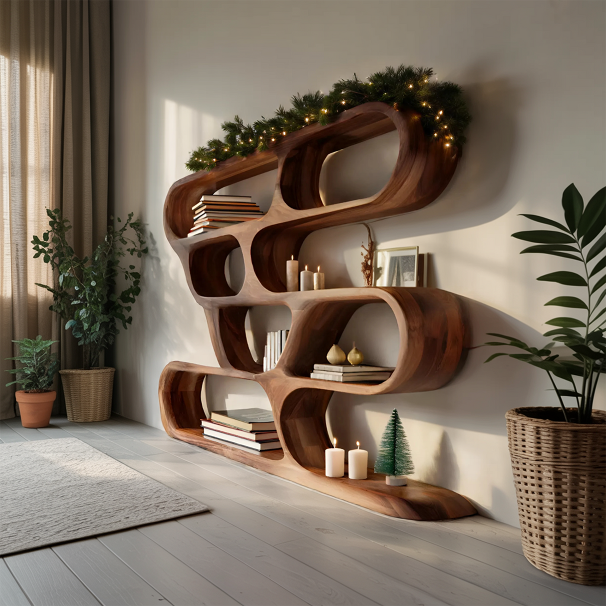 Modern Curved Shelf For Holiday Decoration