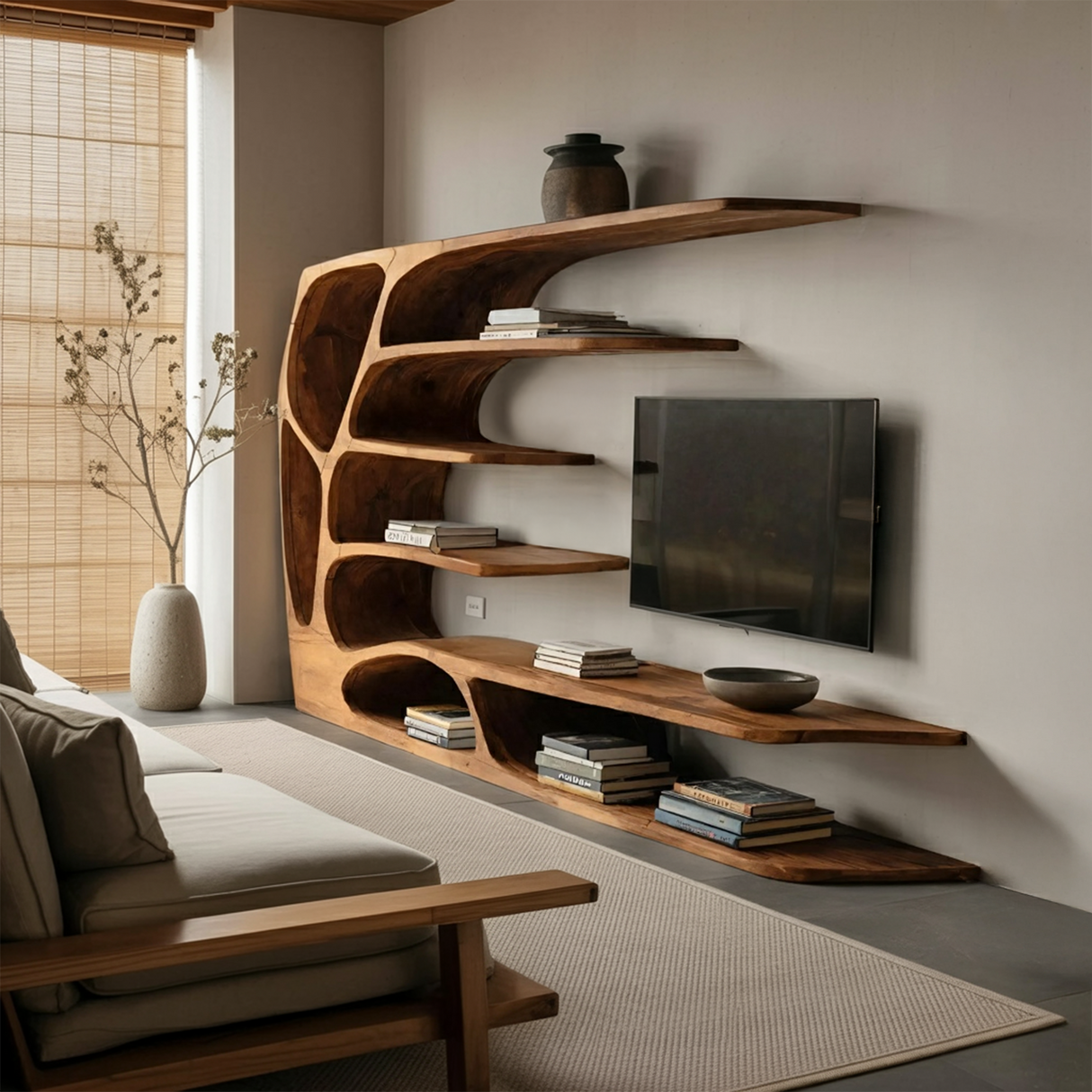 Modern Organic TV Display Shelf For Living Room