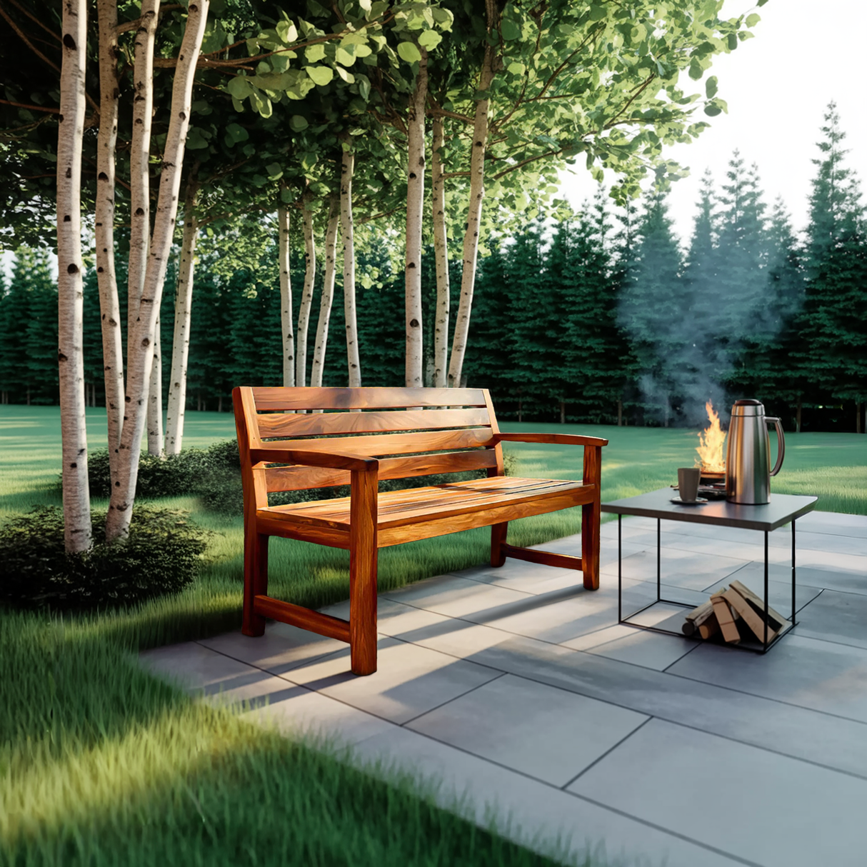 Rustic Outdoor Wood Bench For Natural Landscape