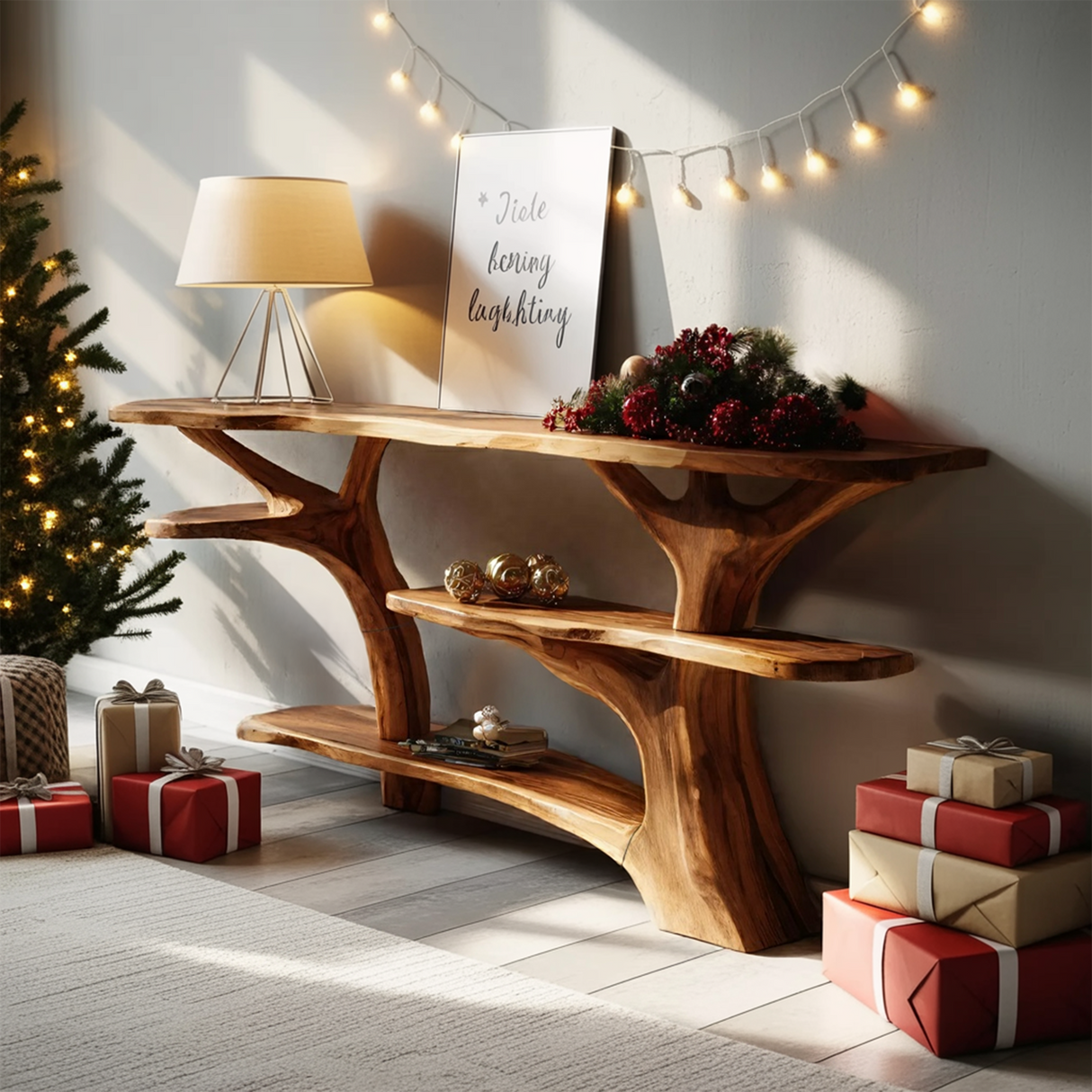 Modern Live Edge Entryway Table For Xmas Entryway Holiday Seasonal Accent