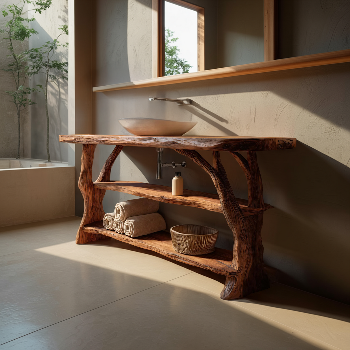 Farmhouse Handcrafted Live Edge Bathroom Vanity For Bathroom Decor