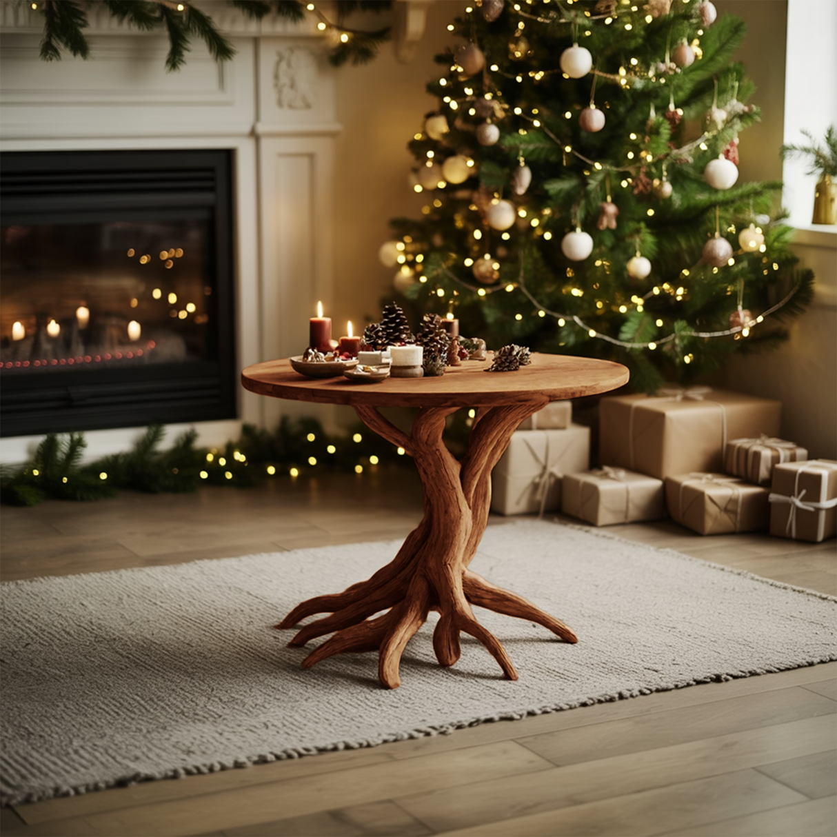 Handcrafted Solid Wood End Table For Entryway Design Festive Furniture