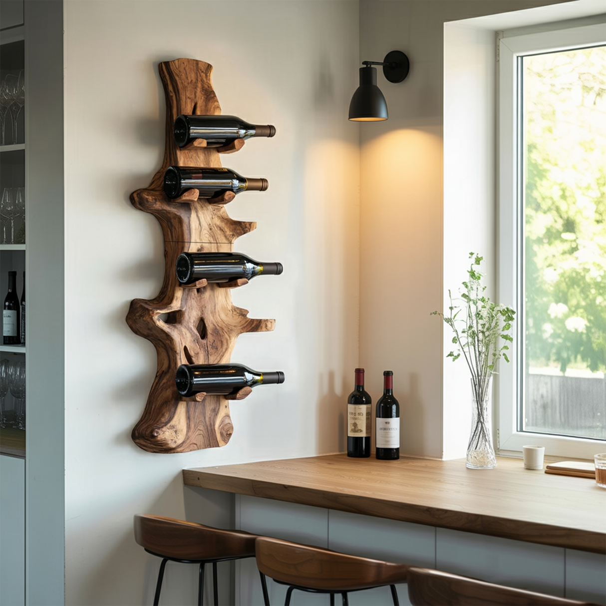 Handcrafted Live Edge Wine Holder For Modern Furniture Decor