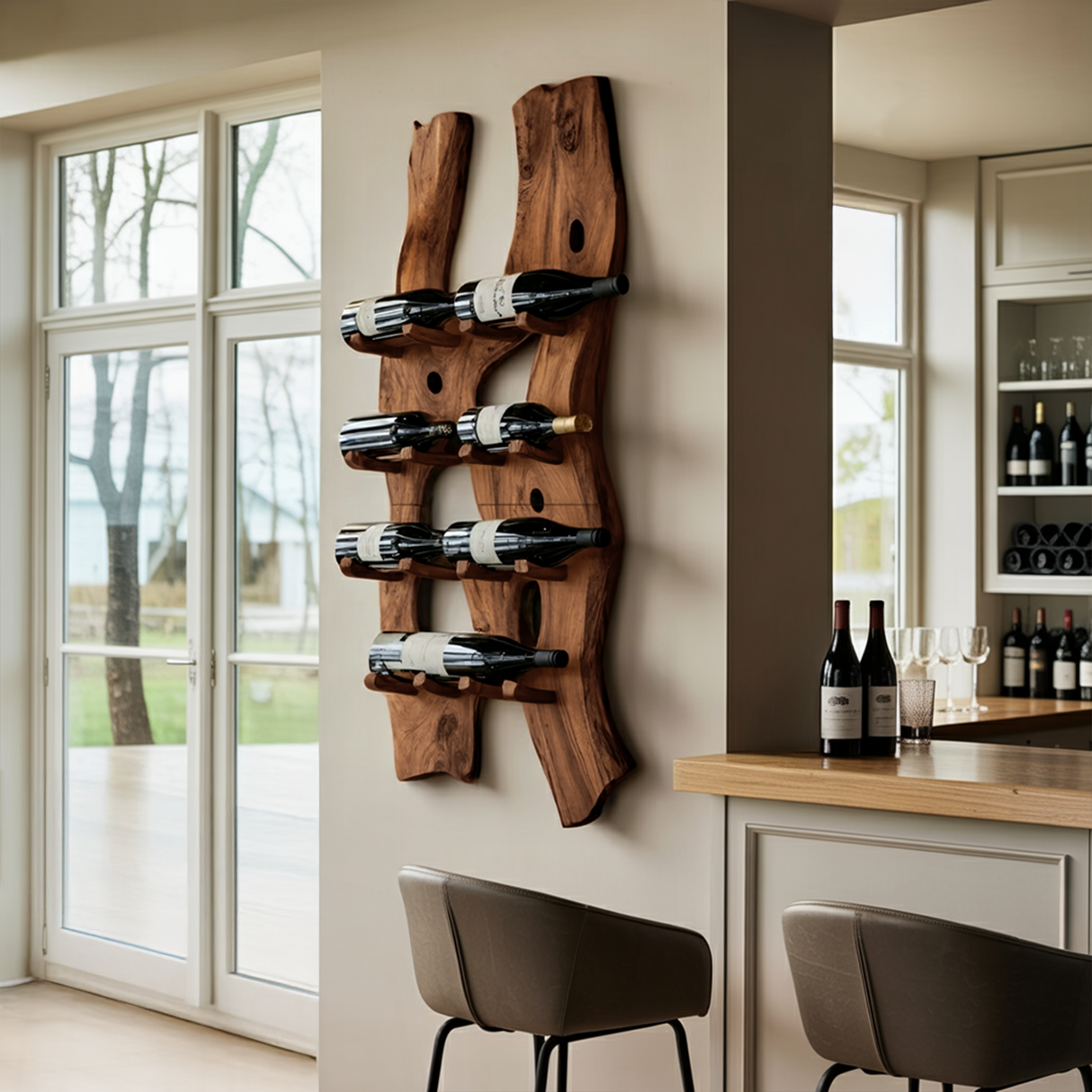 Handcrafted Wall Mount Wine Holder For Living Room