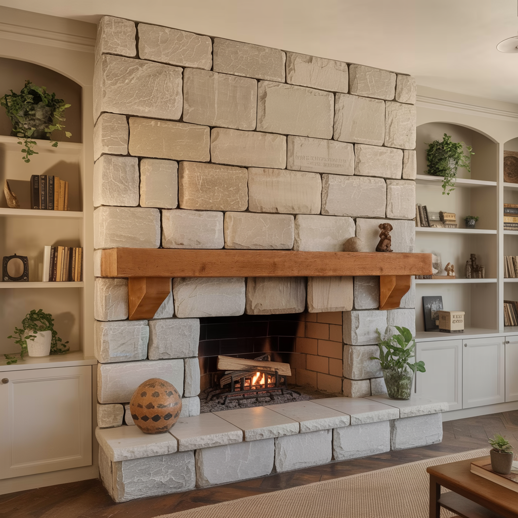 Rustic Fireplace Mantel Shelf For Living Room Cabin Decor