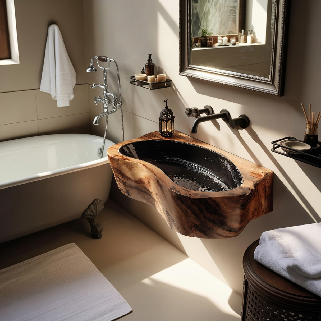 Handcrafted Live Edge Wood Vanity Sink For Natural Bathroom Decor