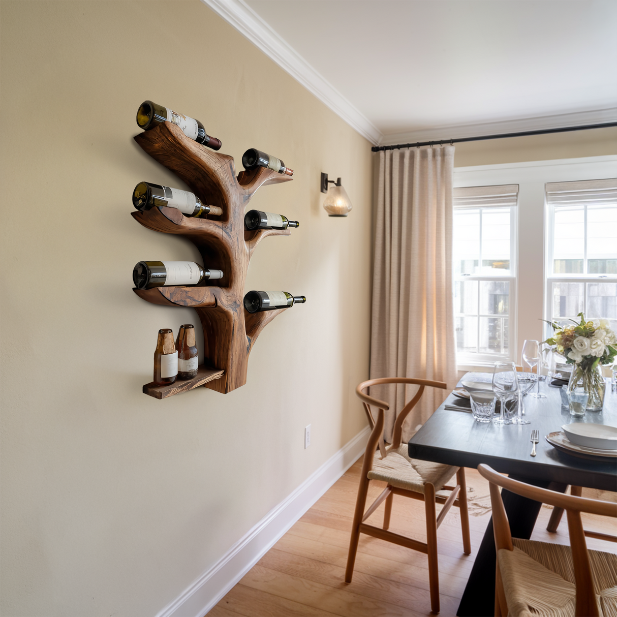 Organic Tree Style Wall Wine Rack For Kitchen Decor