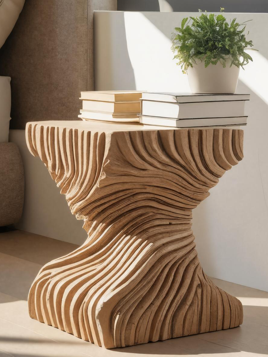 Modern Carved Side Table For Bedroom Or Living Room