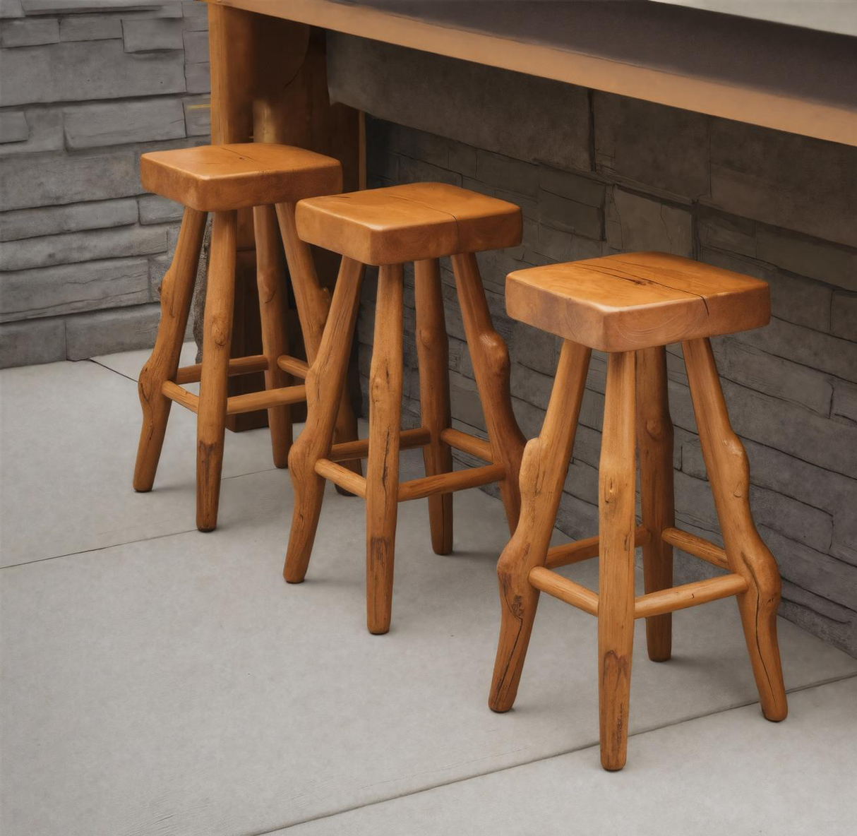 Rustic Handcrafted Bar Stools For Kitchen Or Patio Bar