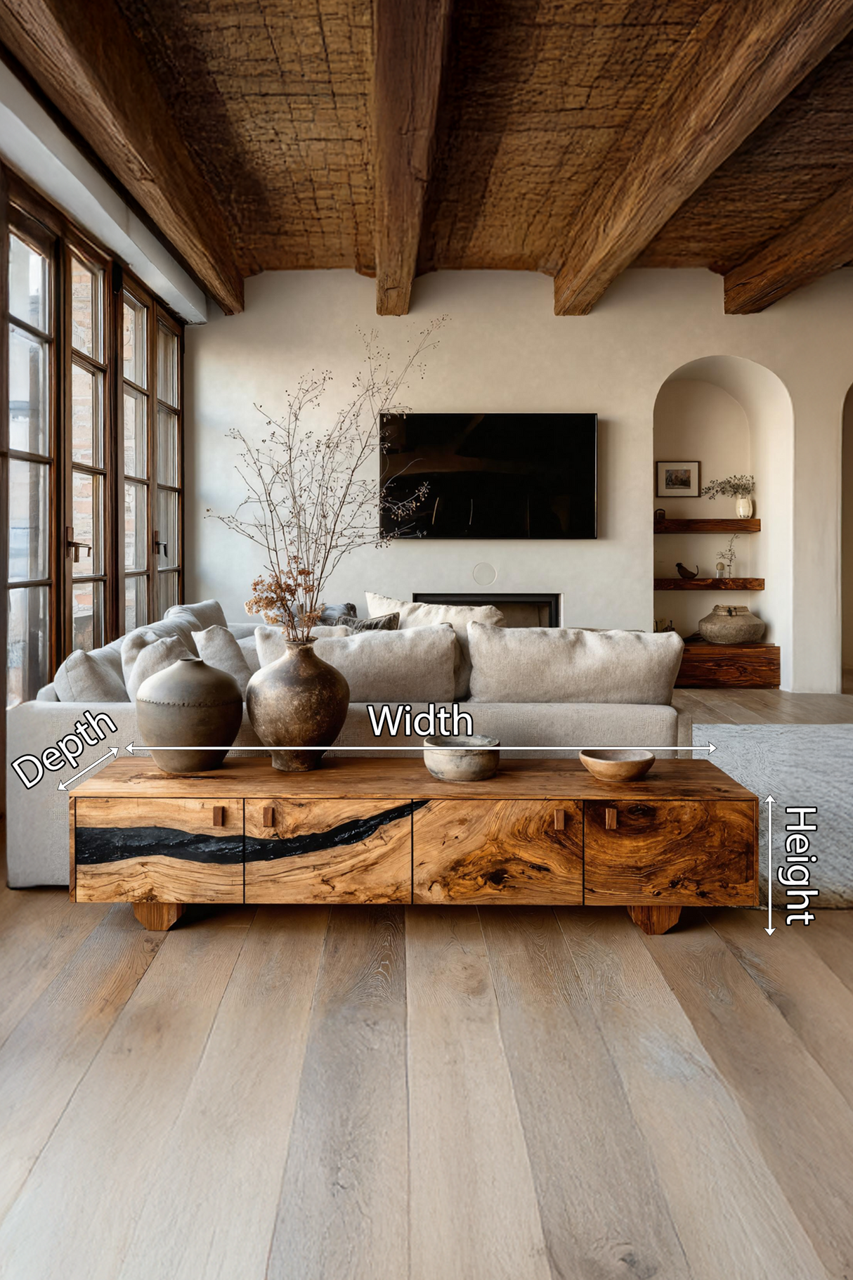 Farmhouse Live Edge TV Cabinet For Rustic Bedroom Decor