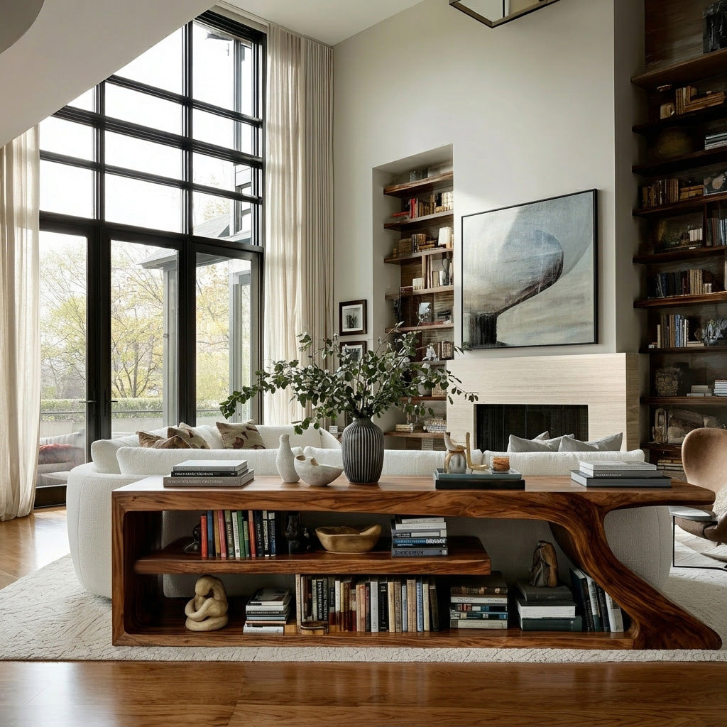 Organic Wooden Console Table For Modern Home