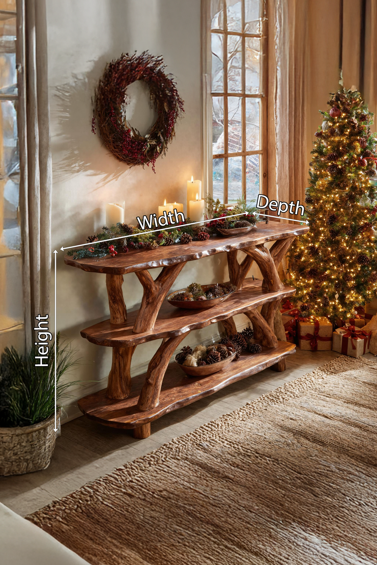 Modern Live Edge Console Table For Christmas Home Furniture Style
