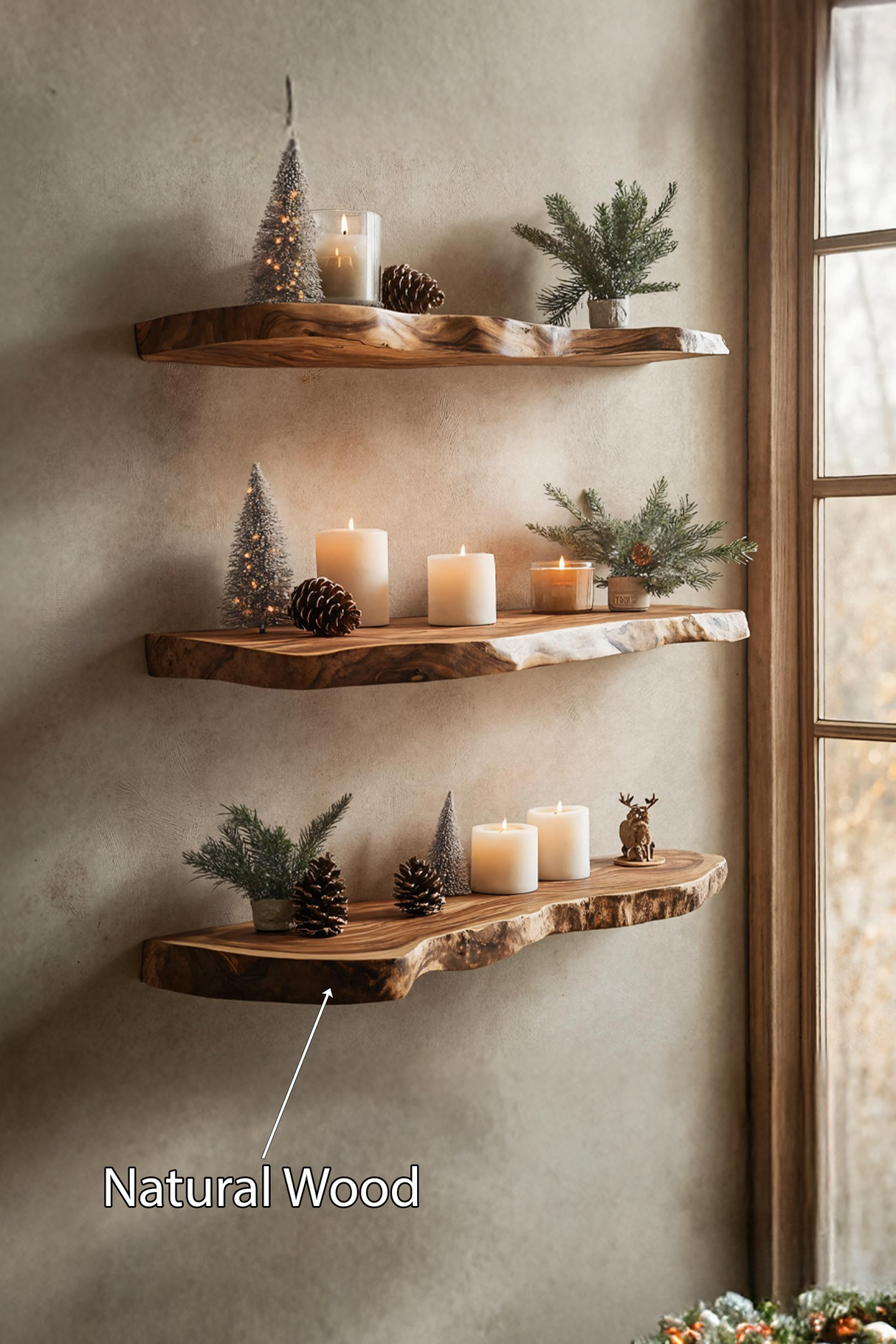 Mid Century Solid Wood Floating Shelf For Festive Furniture Decor