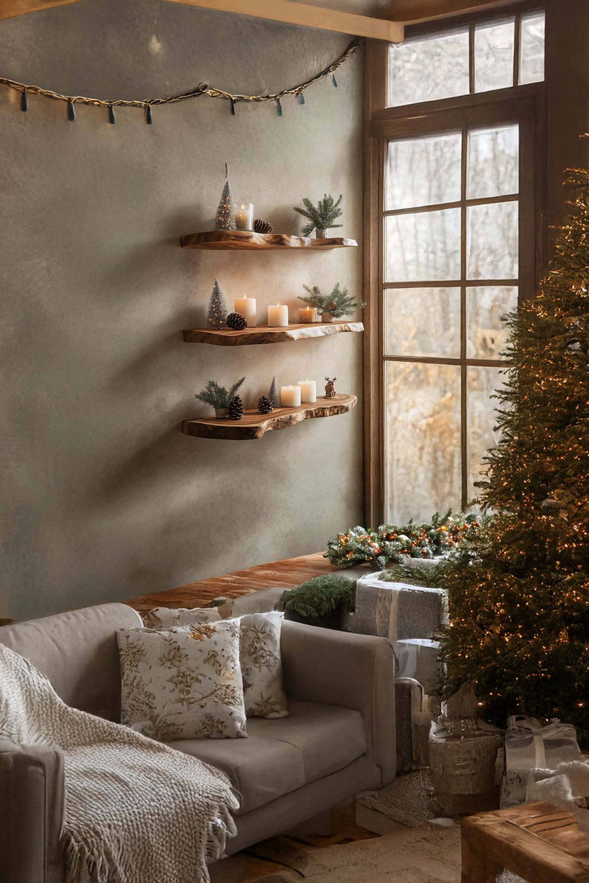 Mid Century Solid Wood Floating Shelf For Festive Furniture Decor