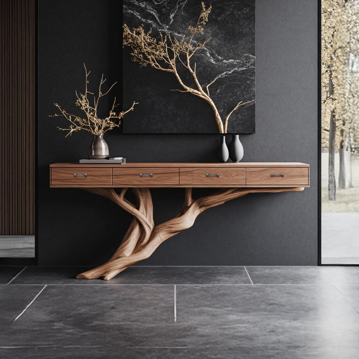 Mid Century Wooden Console Table For Living Room Contemporary Accent