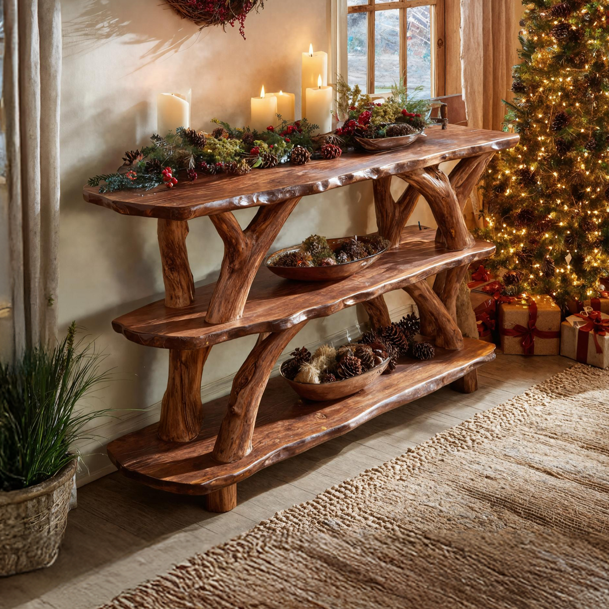 Modern Live Edge Console Table For Christmas Home Furniture Style