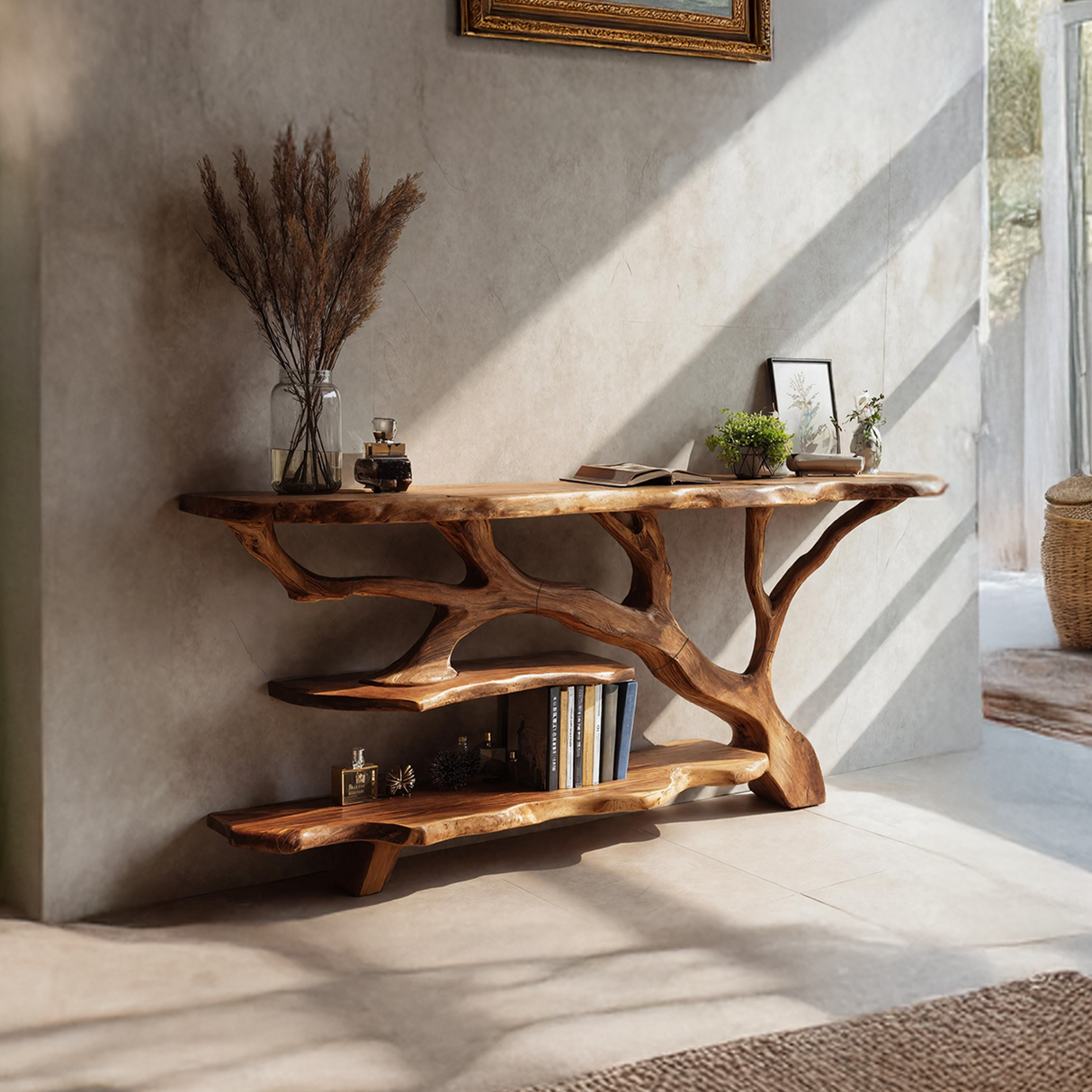 Handcrafted Solid Wood Console Table For Modern Entryway Furniture Decor