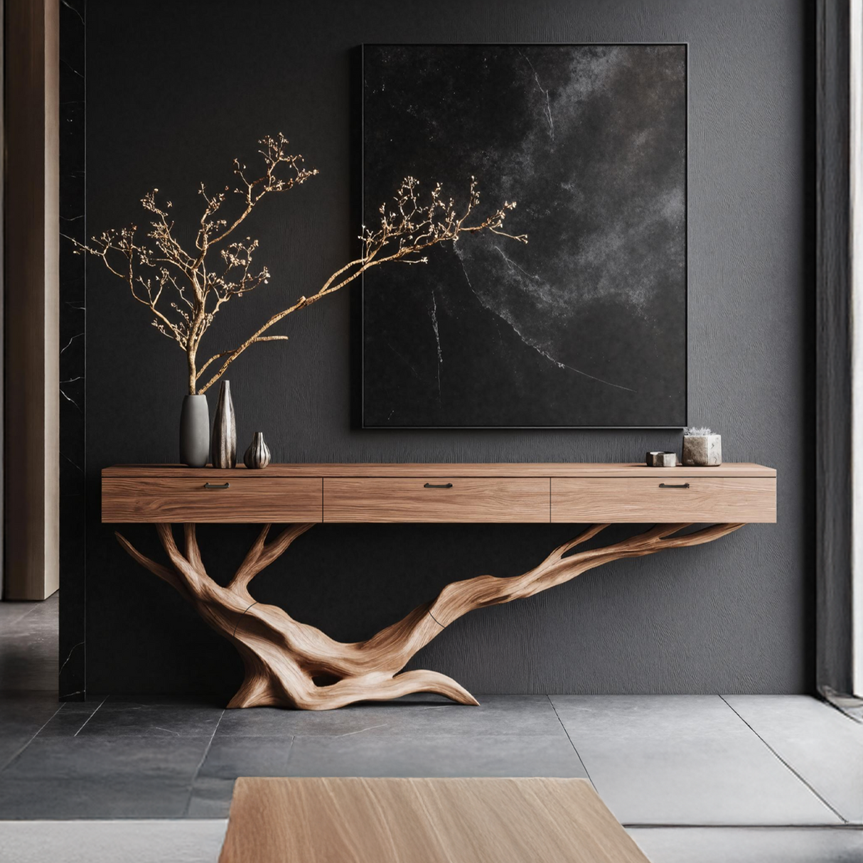 Mid Century Live Edge Entryway Table For Furniture Decor Modern