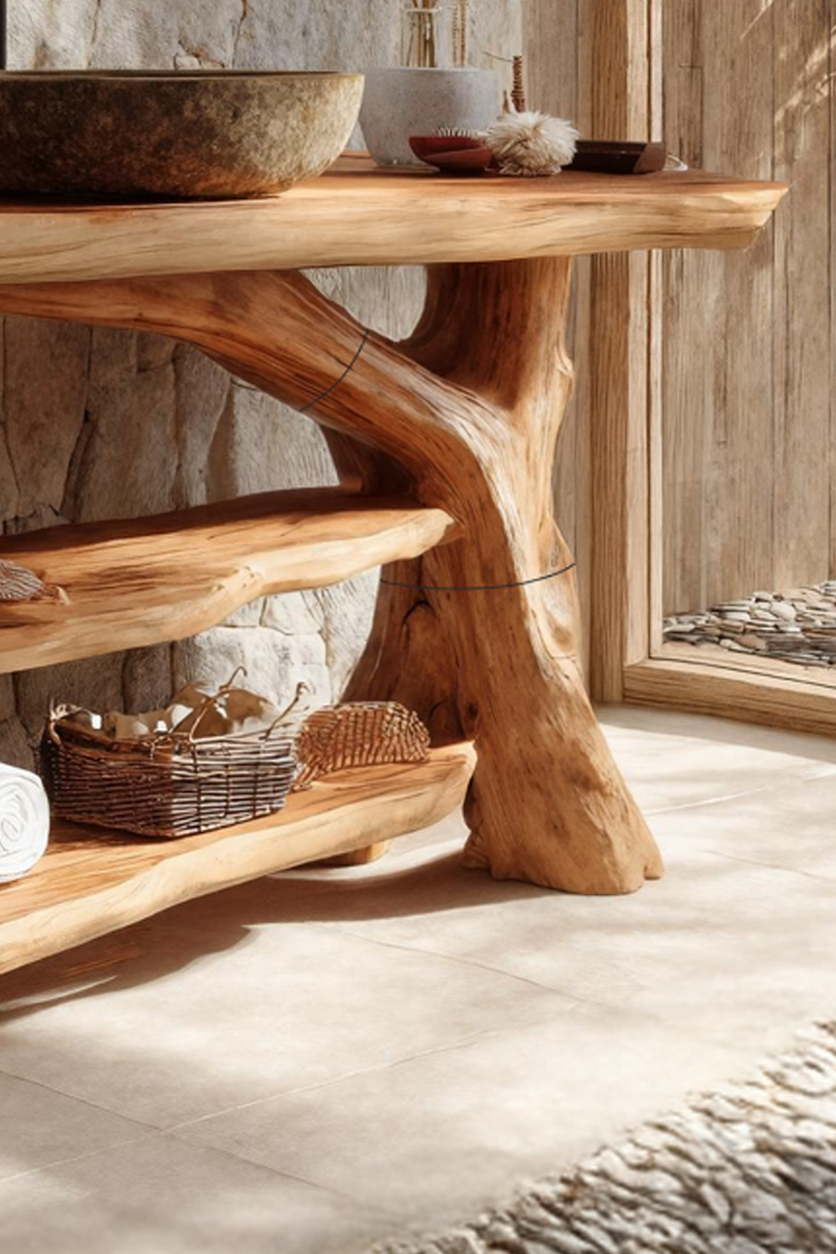 Mid Century Live Edge Bathroom Vanity For Elegant Bathroom Decor