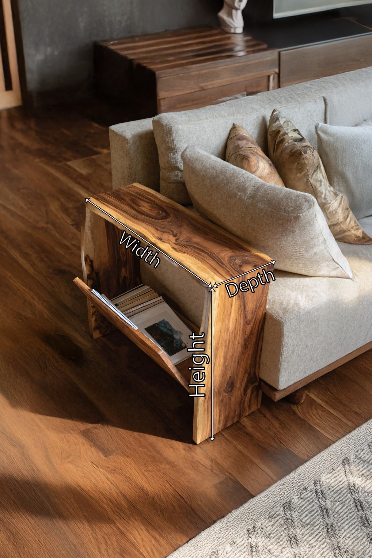 Farmhouse Wooden Side Table For Rustic Home Style