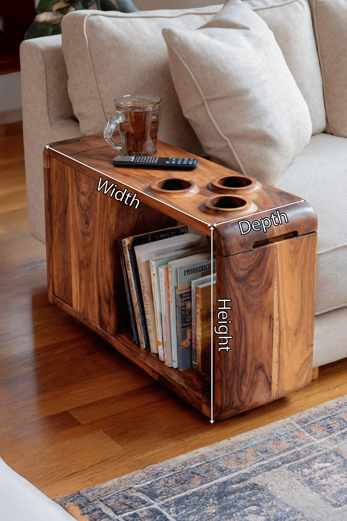 Farmhouse Solid Wood Side Table For Sofa Decoration