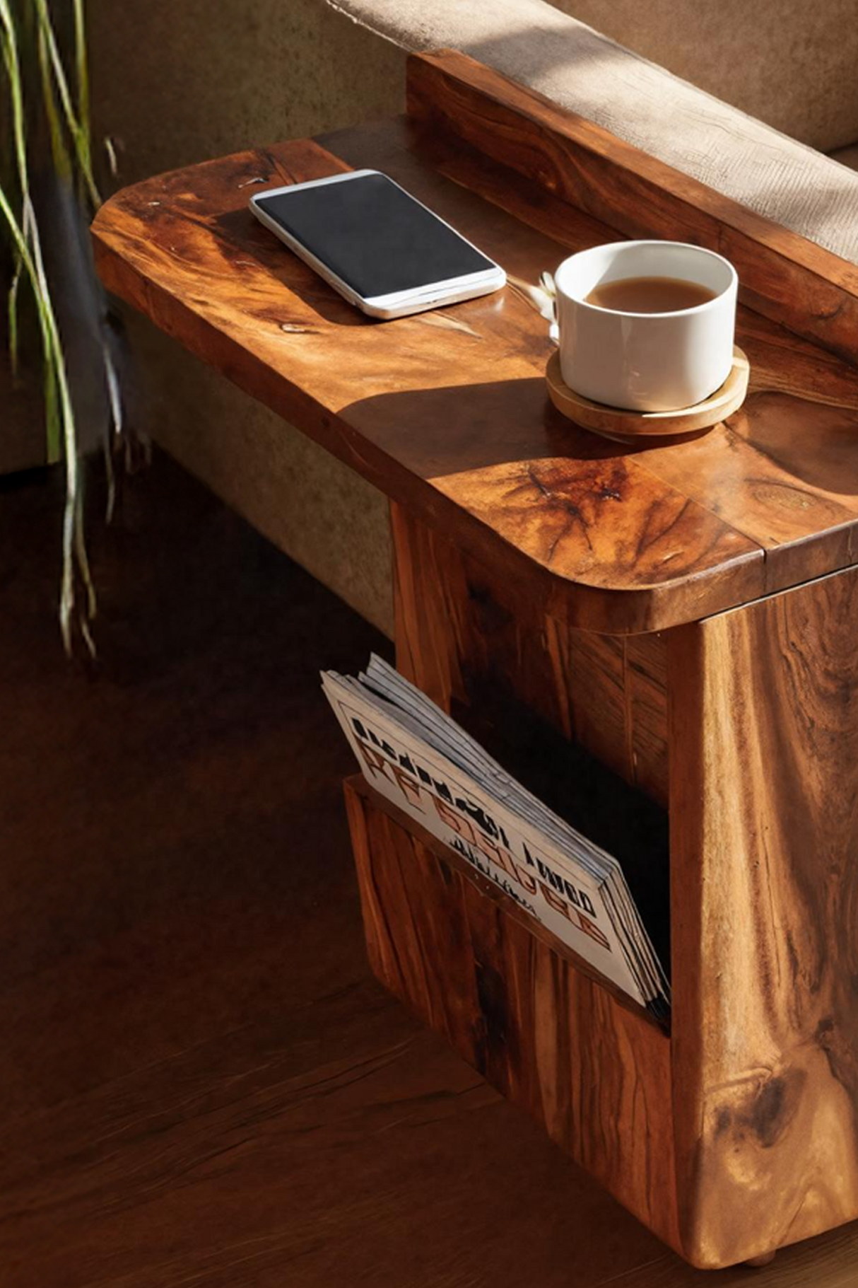 Handcrafted Solid Wood Side Table For Furniture Decor