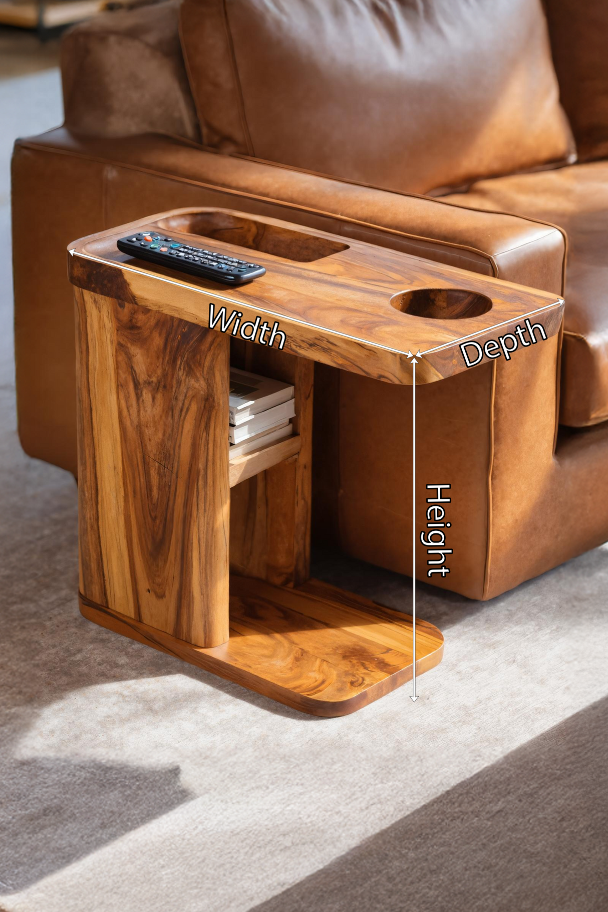 Mid Century Live Edge Side Table For Living Room Decor