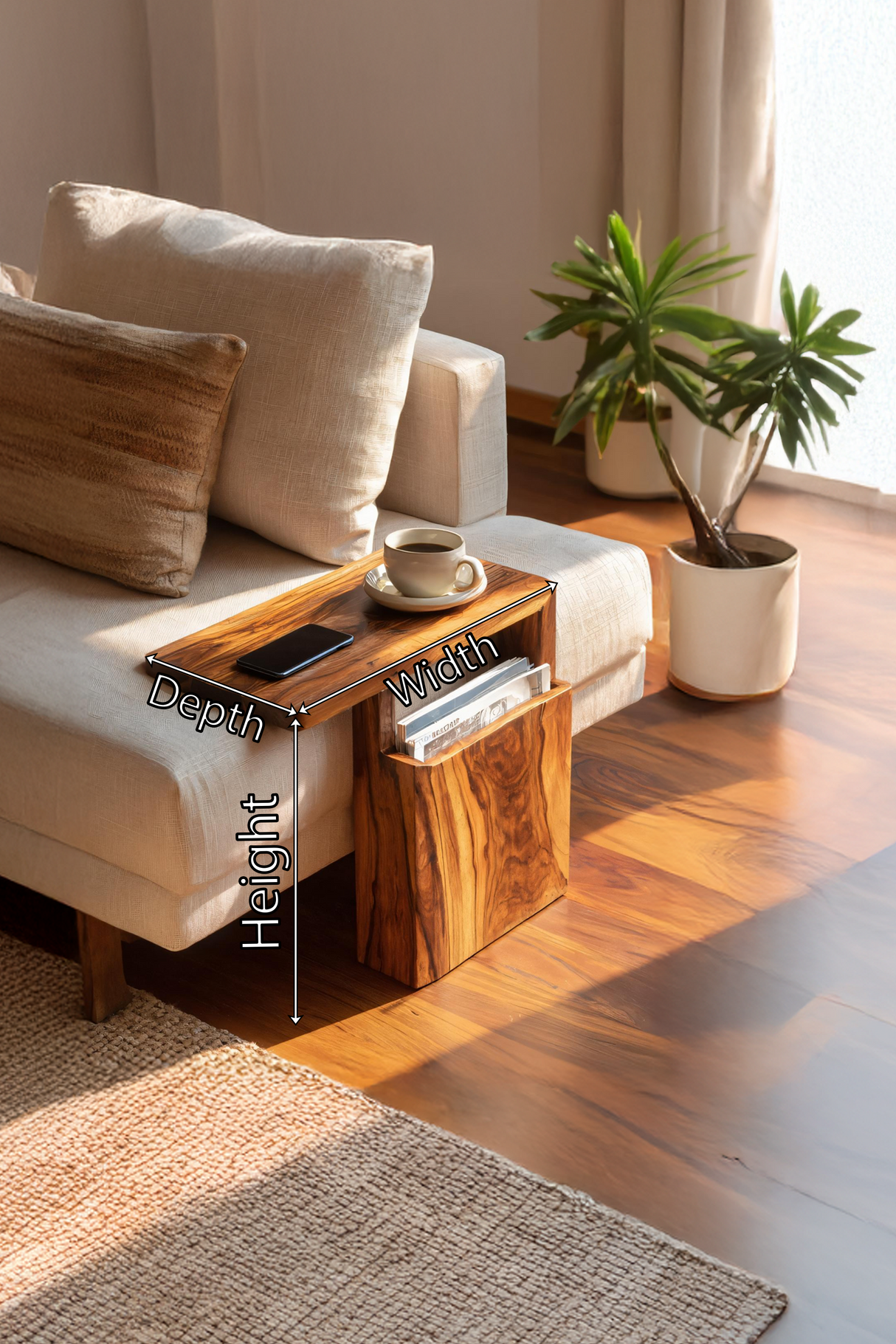 Rustic Wooden Armrest For Warm Living Room Design