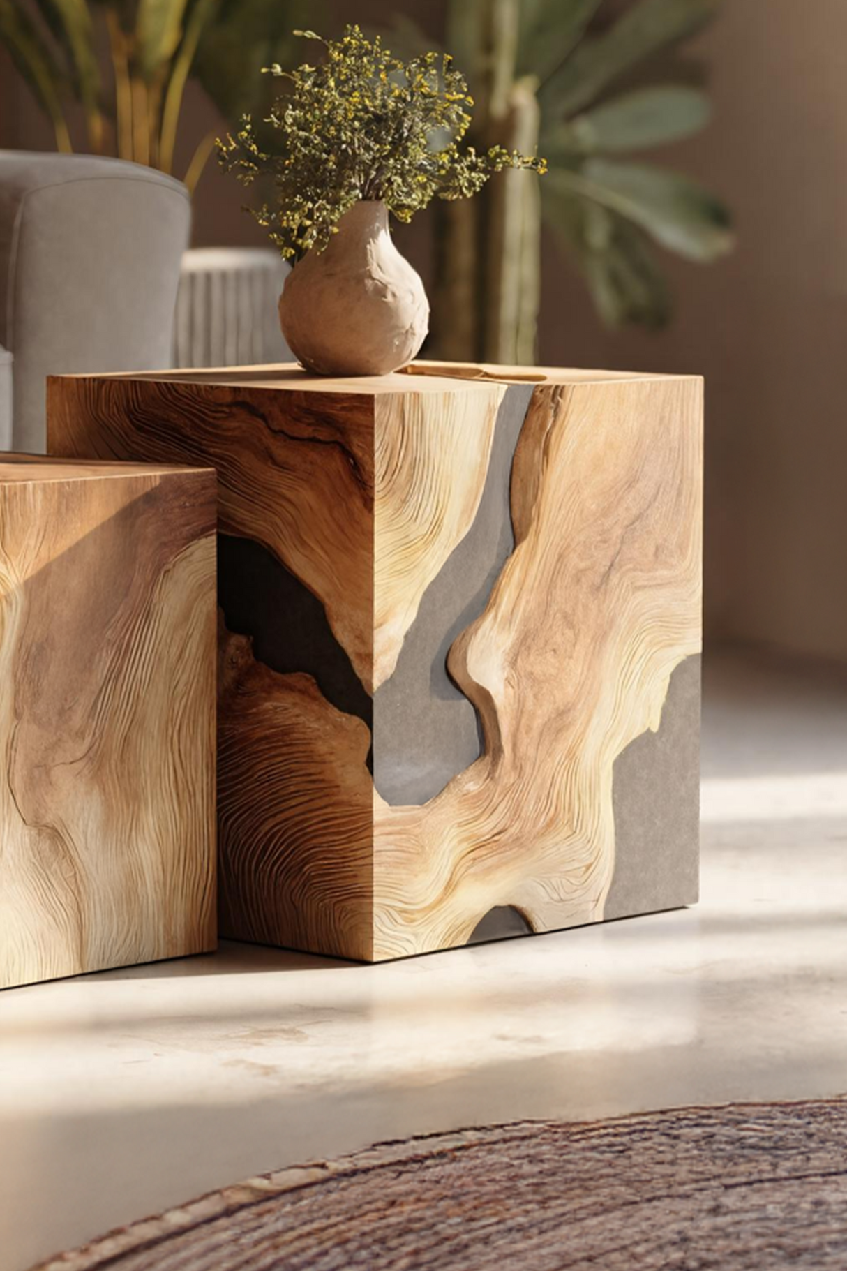 Handcrafted Solid Wood Square Table For Entryway Design