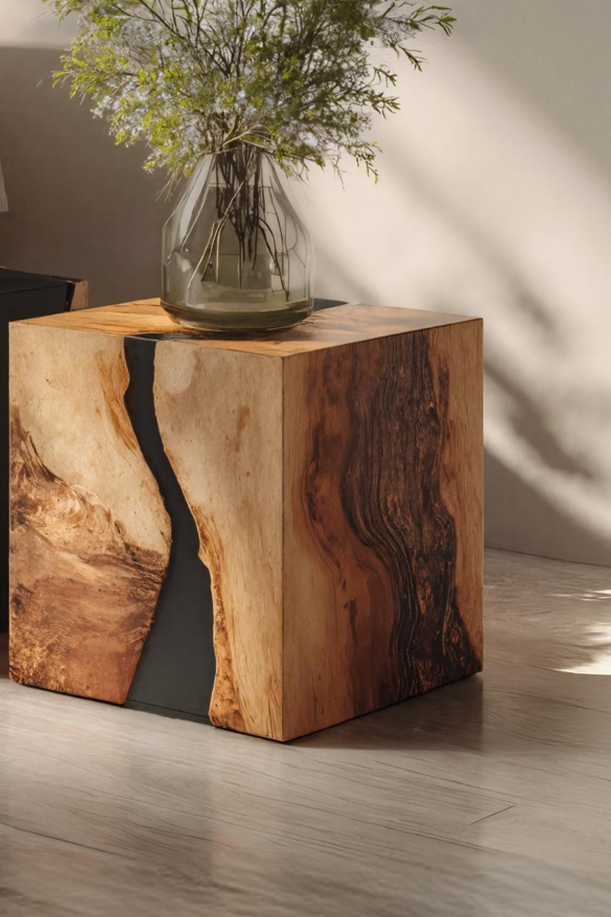 Modern Wooden Cube Coffee Table For Entryway Spaces