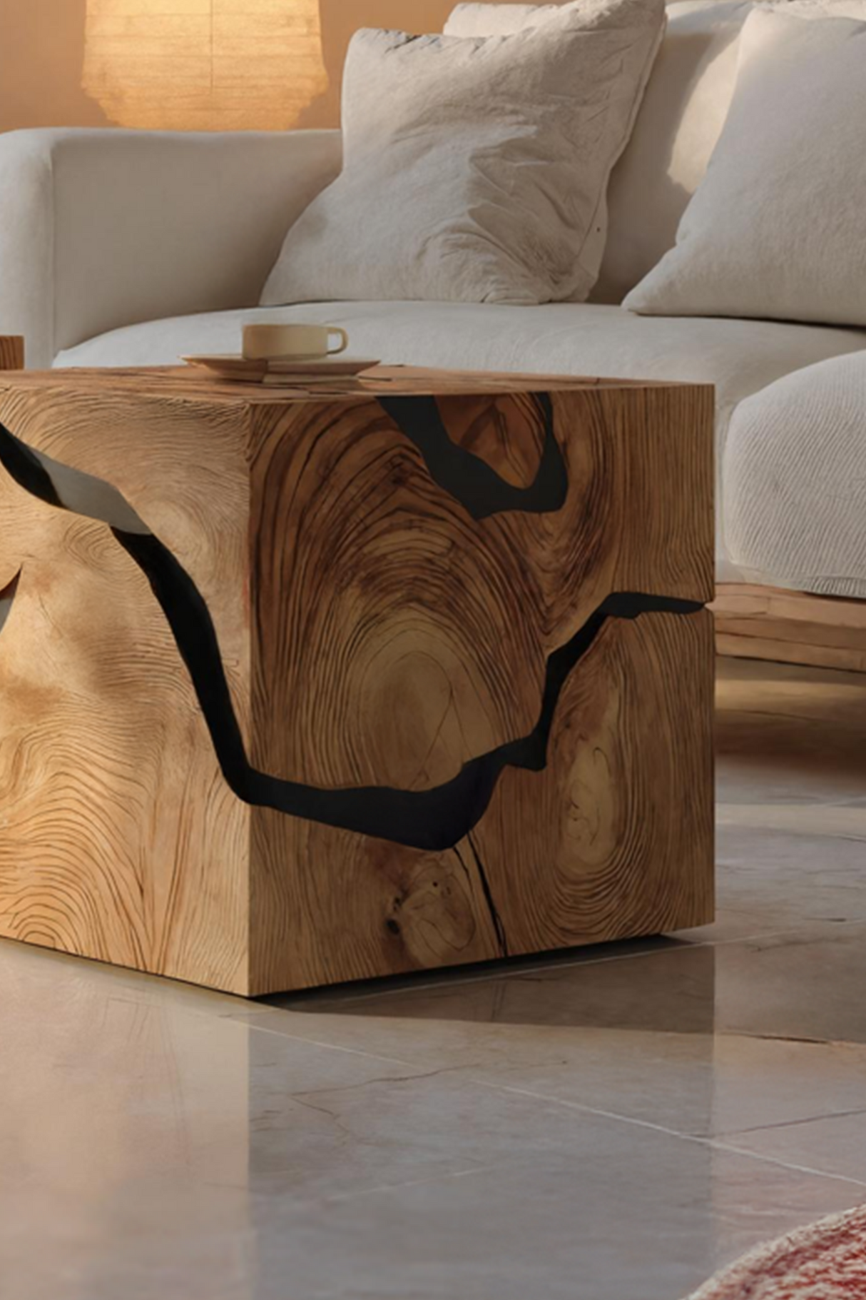 Handcrafted Wooden Cube Coffee Table For Rustic Decor