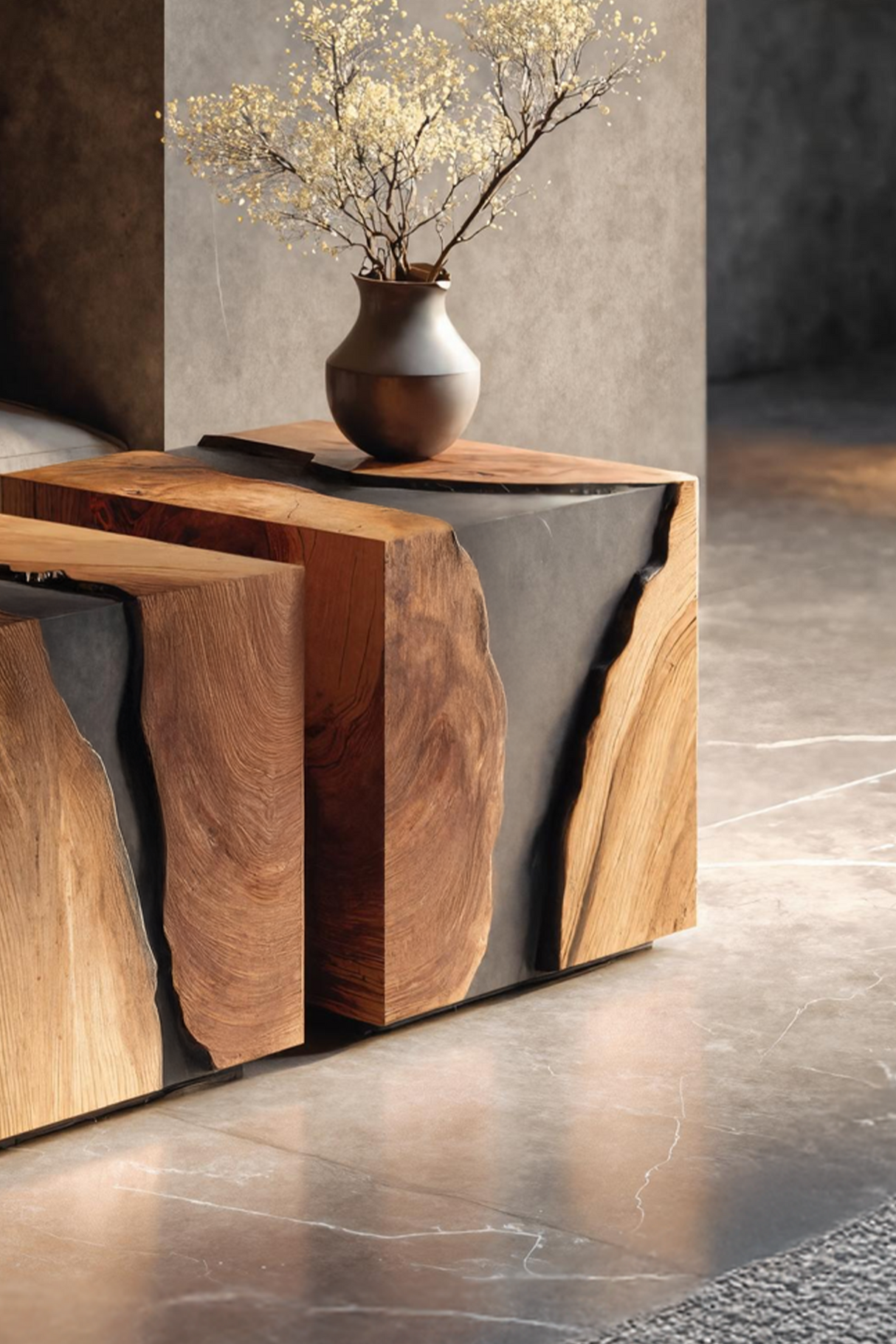 Modern Solid Wood Cube Coffee Table For Furniture Decor