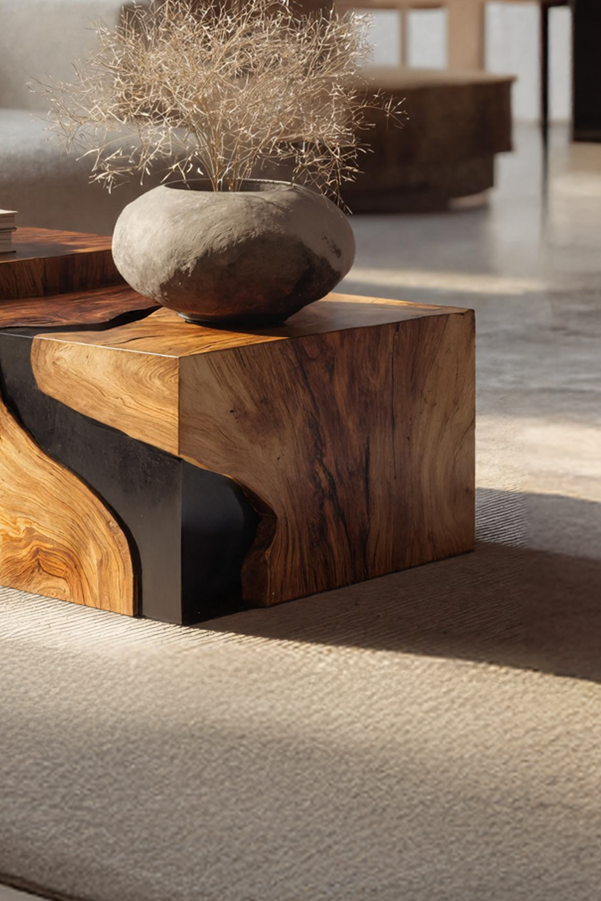 Farmhouse Solid Wood Cube Coffee Table For Cozy Rooms