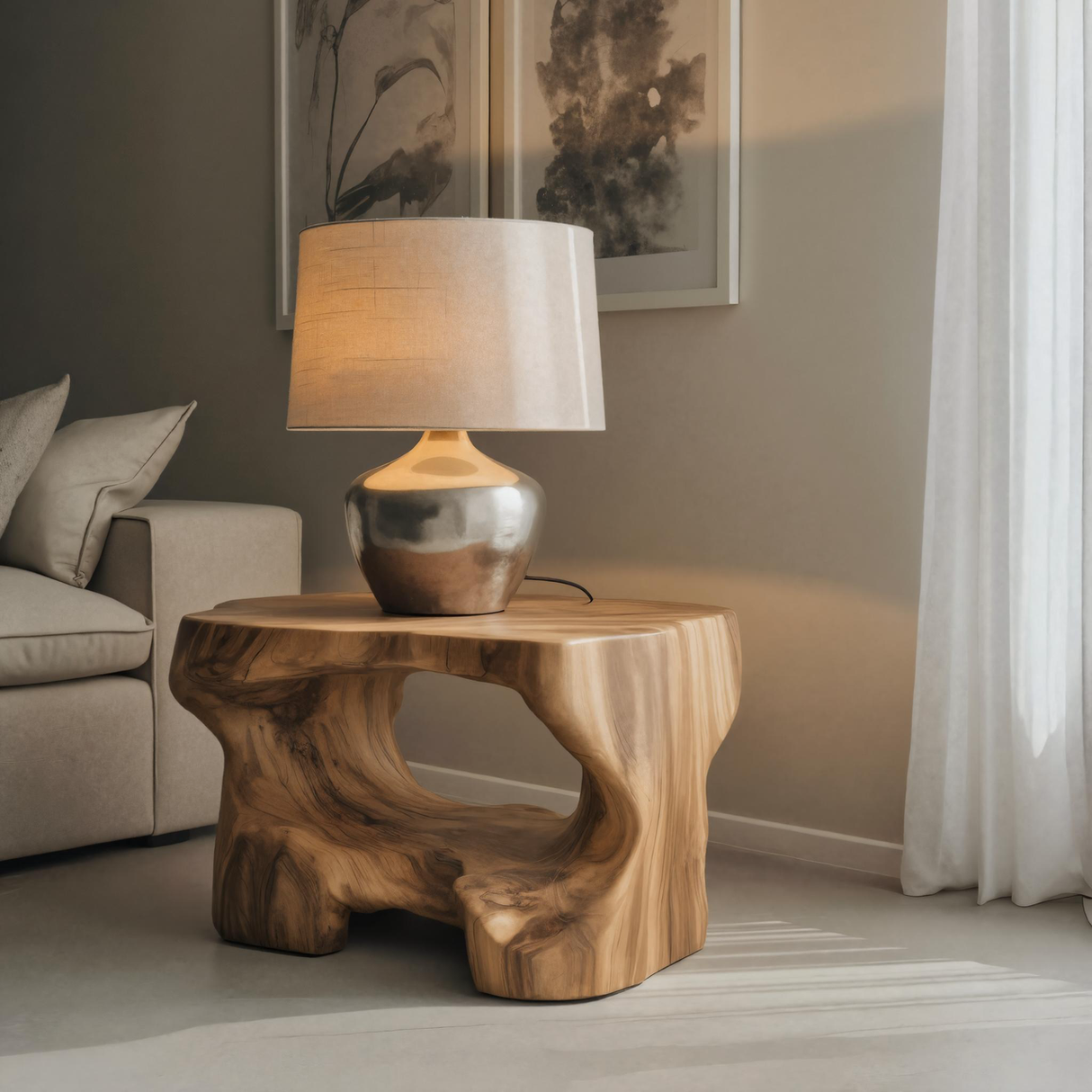 Organic Modern Side Table For Living Room Or Bedroom