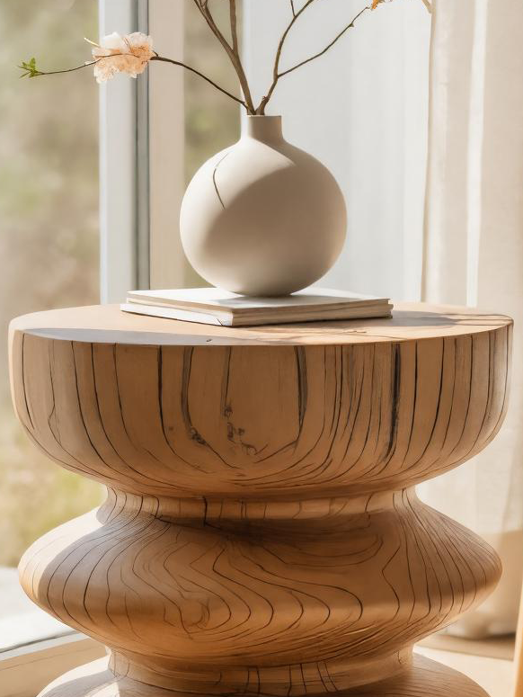 Minimalist Curved Side Table For Living Room Or Bedroom