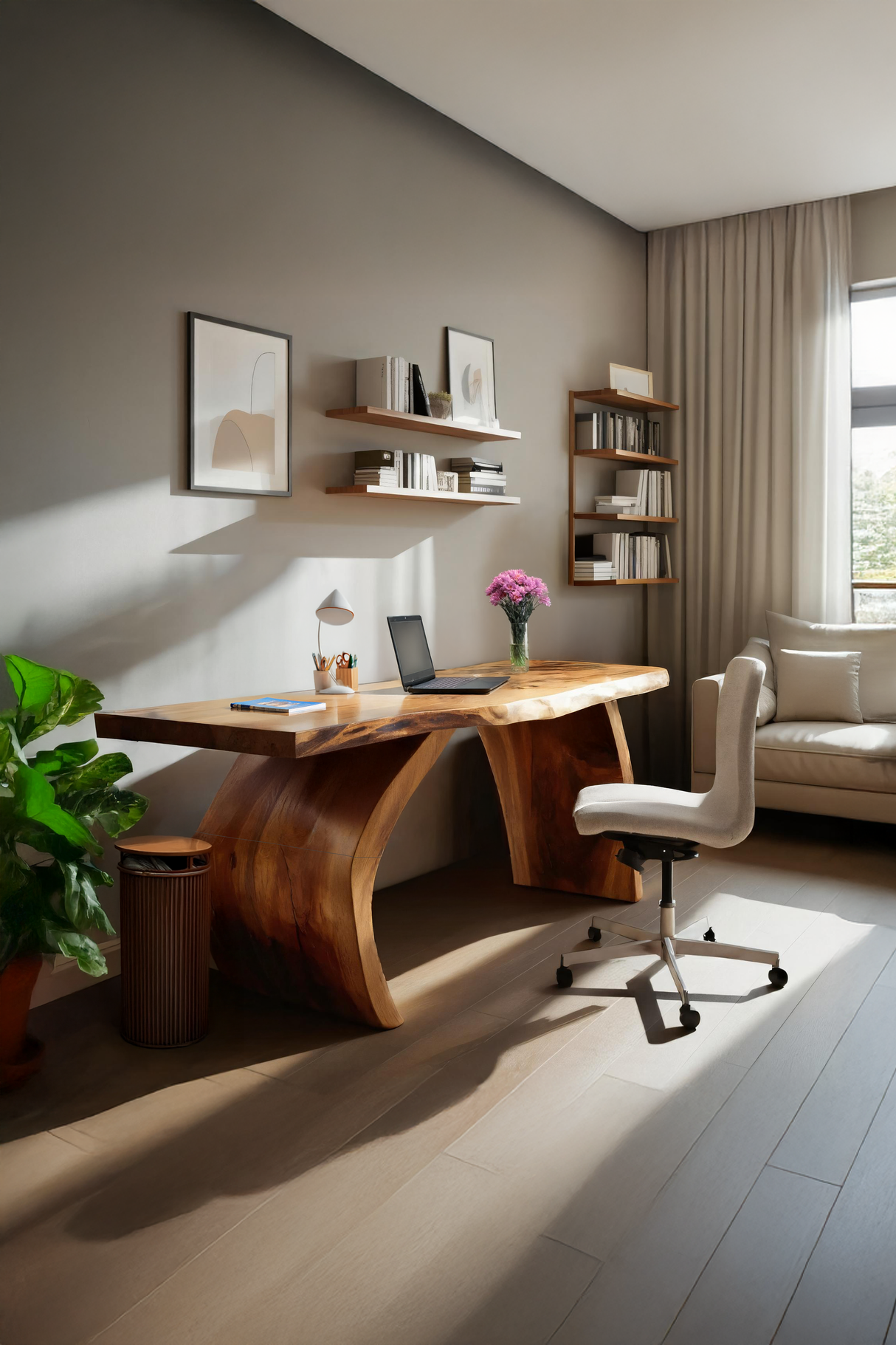 Handcrafted Wooden Live Edge Desk For Professional Office