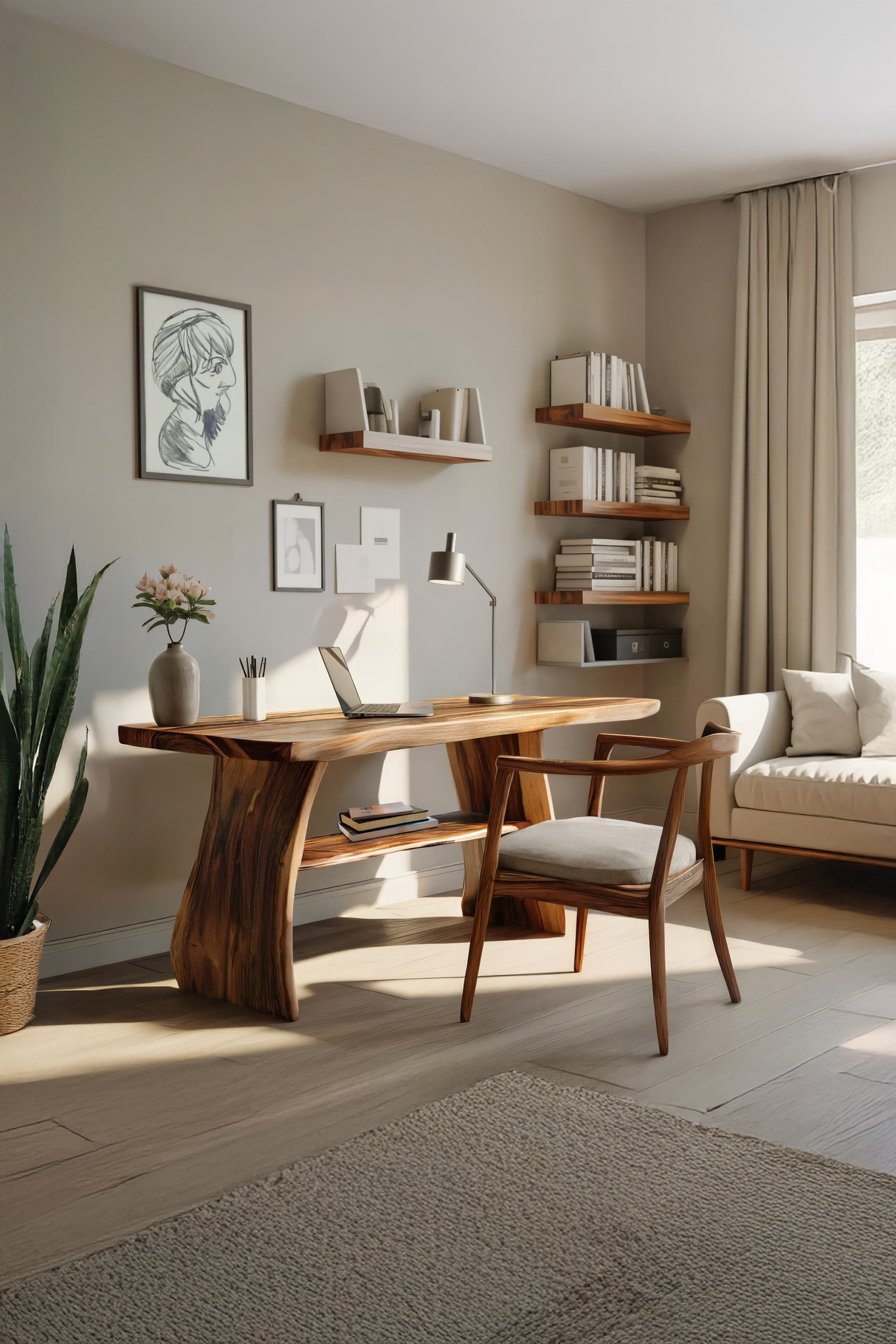 Farmhouse Live Edge Desk For Creative Studio And Office