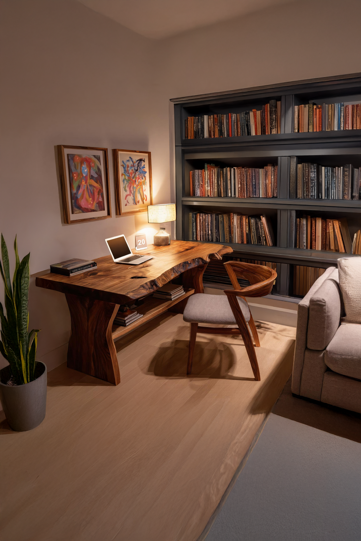 Handcrafted Wooden Live Edge Desk For Living Room Interior