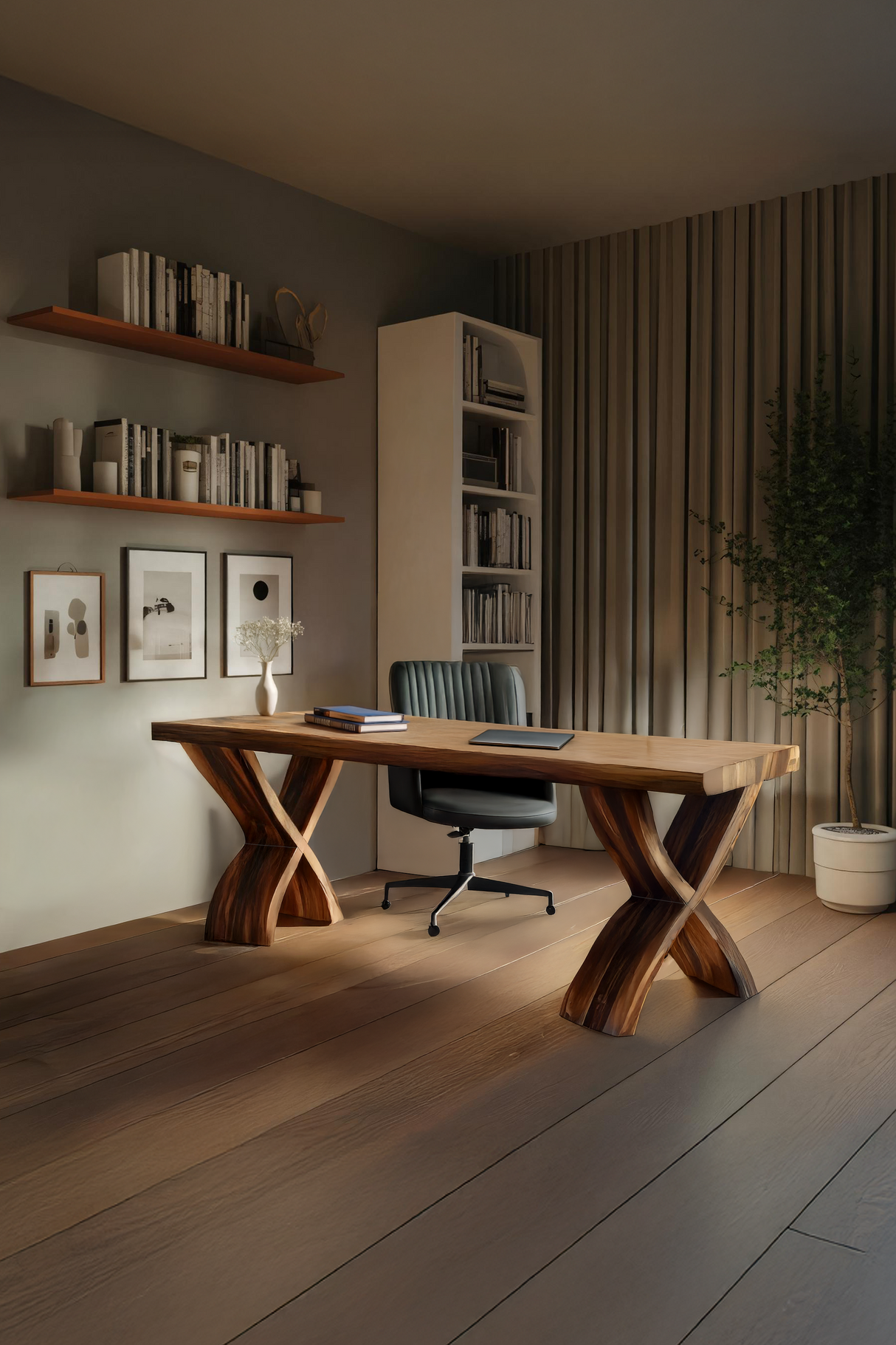 Mid Century Solid Wood Desk For Small Room Home Office