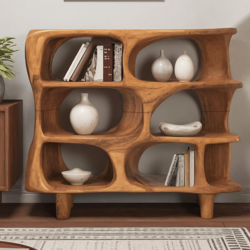 Modern Organic Sculptural Bookshelf For Living Room Or Office