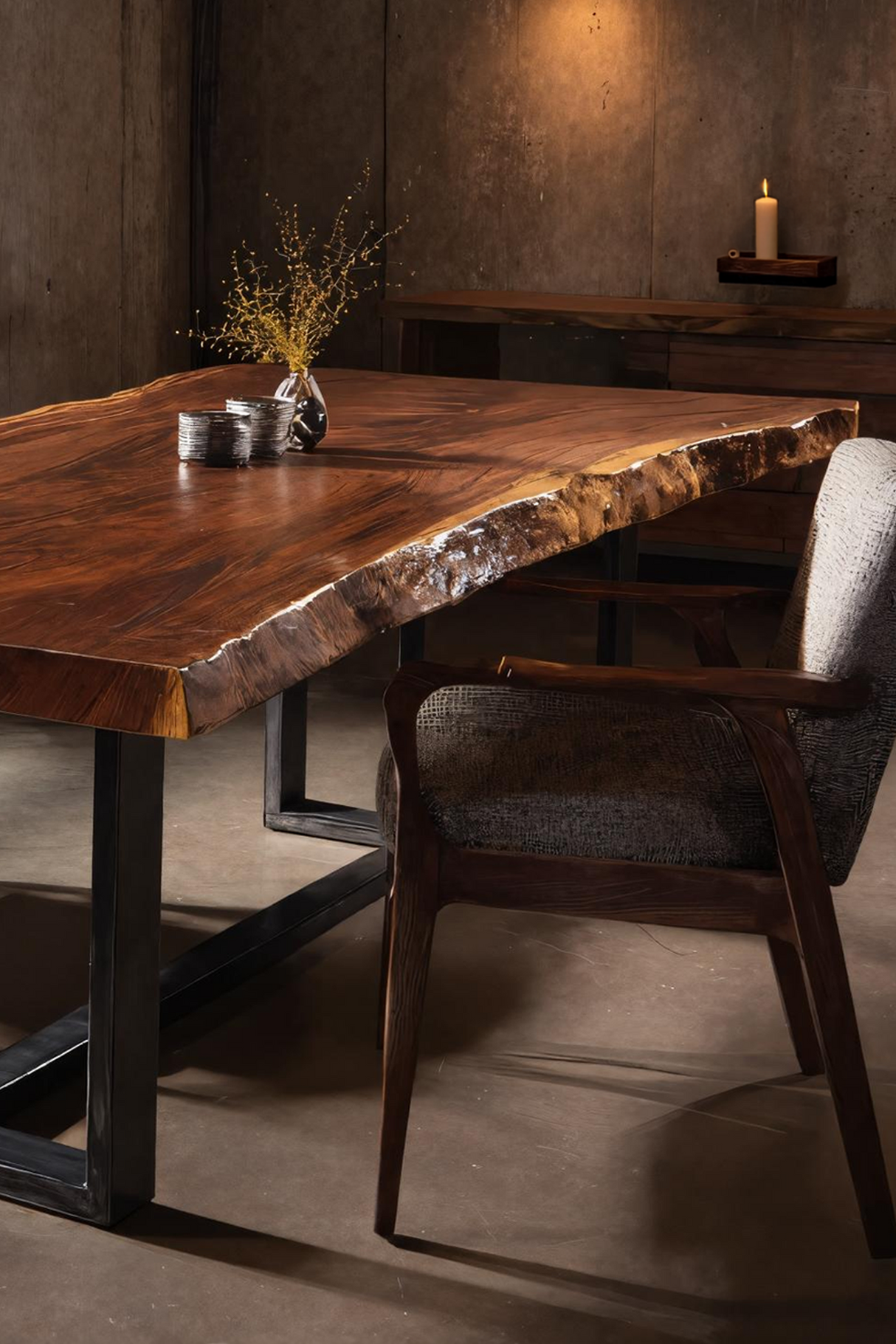 Furniture Decor Modern Live Edge Dining Table Clean Lines