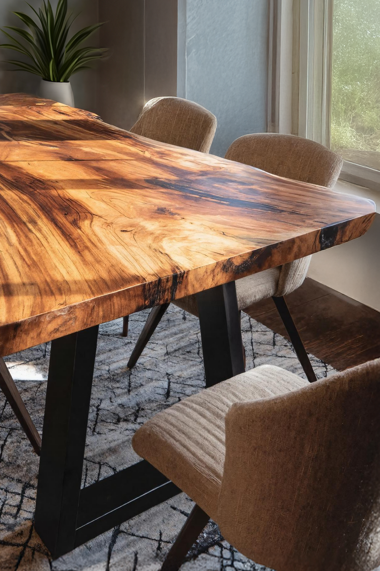 Kitchen Decor Handcrafted Solid Wood Dining Table Natural