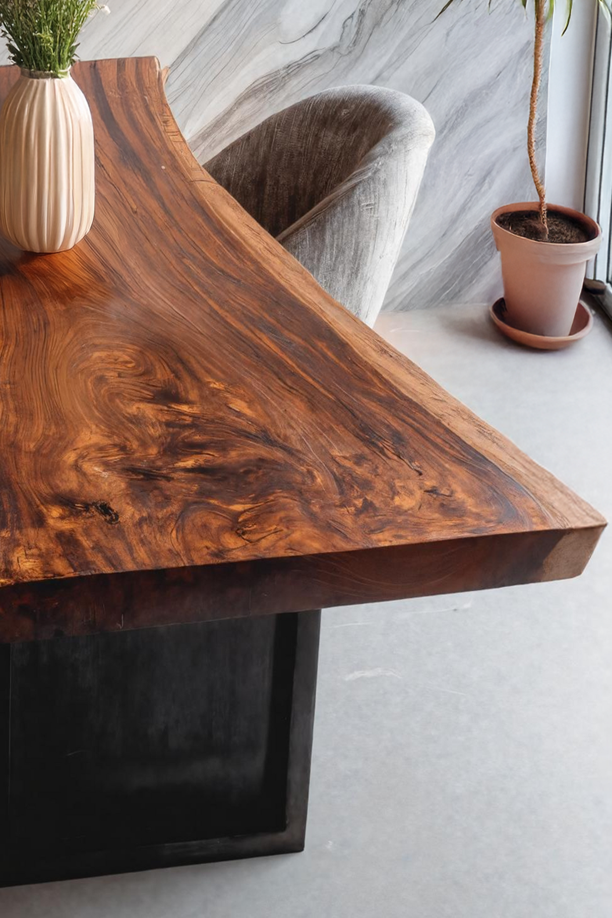 Furniture Decor Modern Wooden Live Edge Dining Table Minimal