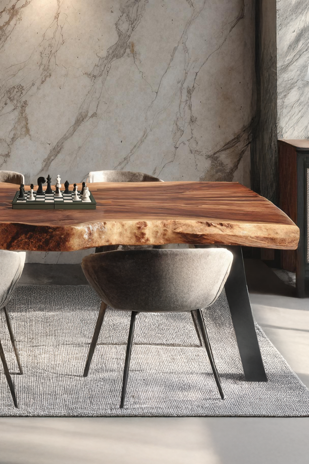 Dining Room Mid Century Live Edge Dining Table Retro Style